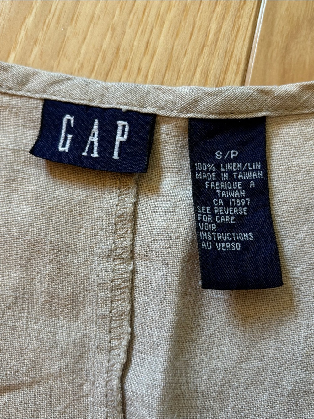 Vintage Gap Linen Tan V Neck Wrap Style Midi Dress - Picture 11 of 11
